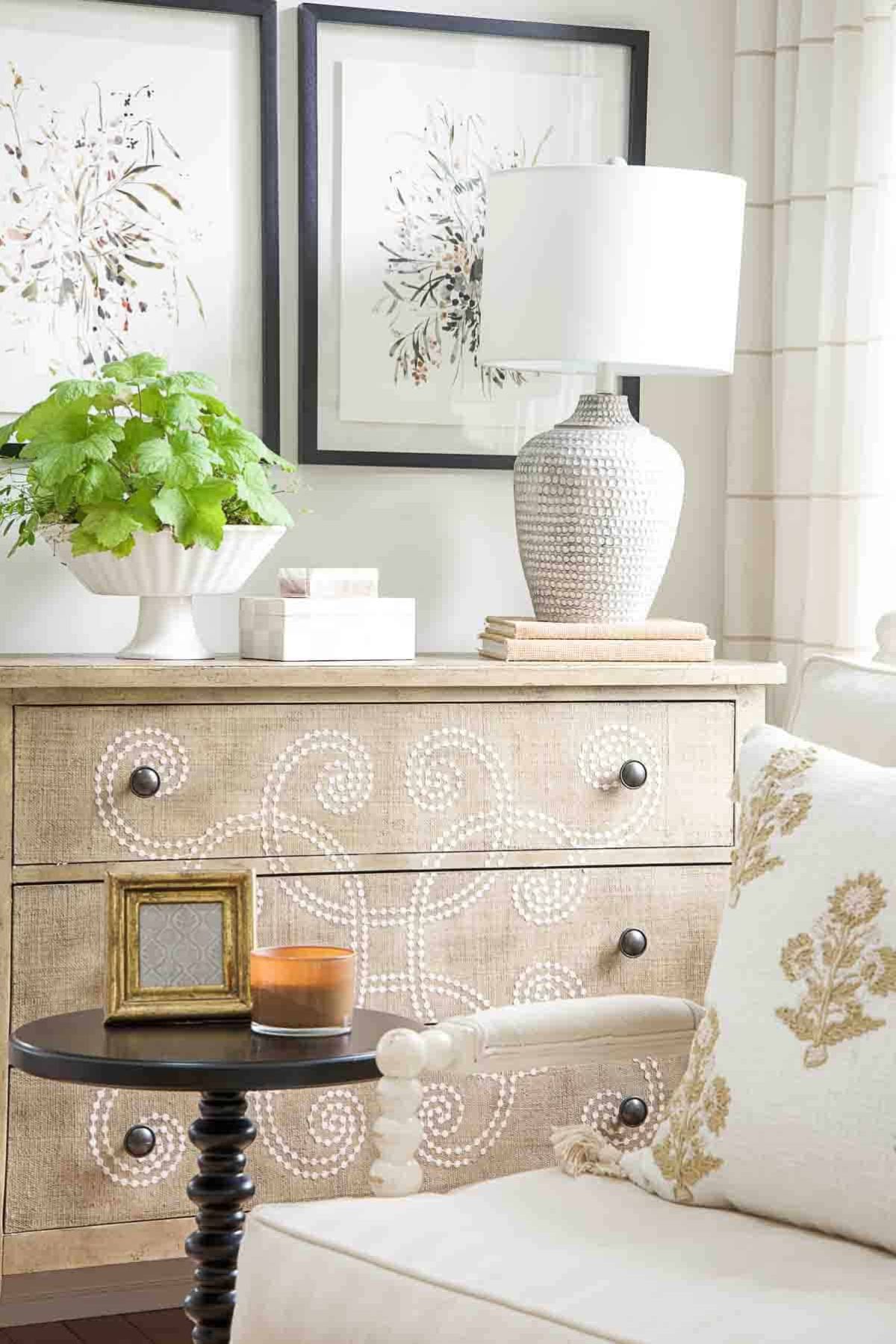 chest of drawers in living room neutral decor stonegable hss