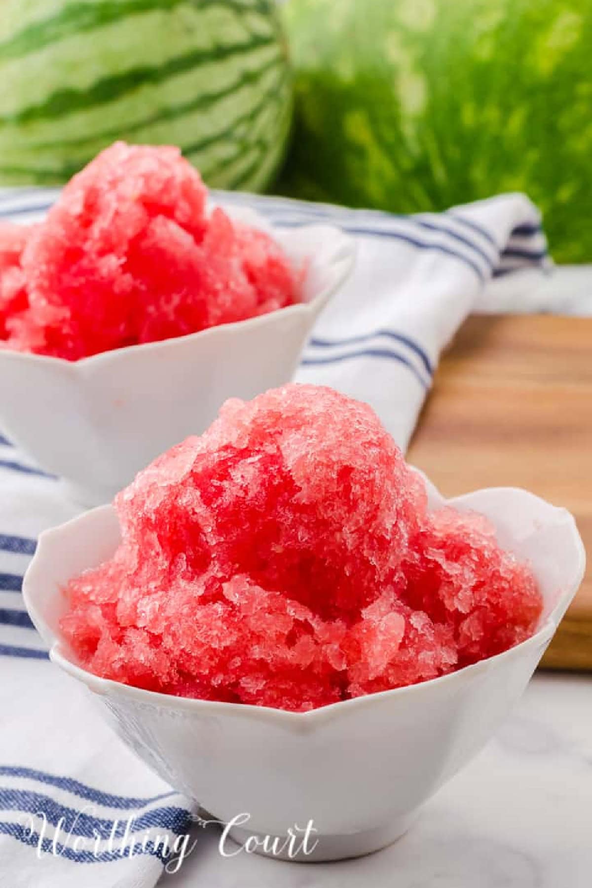 watermelon sorbet in white bowls worthing court hss