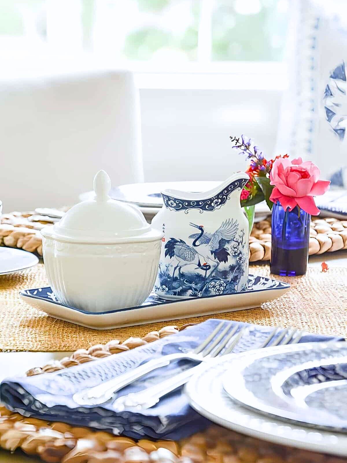 sugar and creamer set on dining table stonegable www
