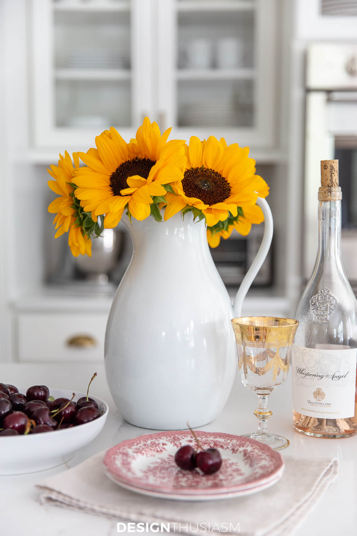 sunflowers in pitcher in kitchen designthusiasm www