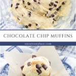 chocolate chip muffins recipe collage pin with text