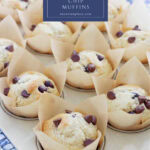 chocolate chip muffins recipe pin with text box