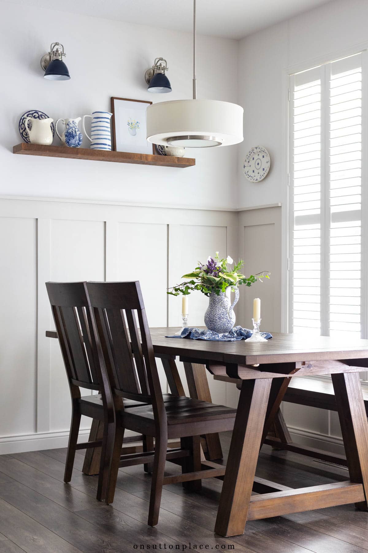 board and batten dining nook painted sherwin williams modern gray