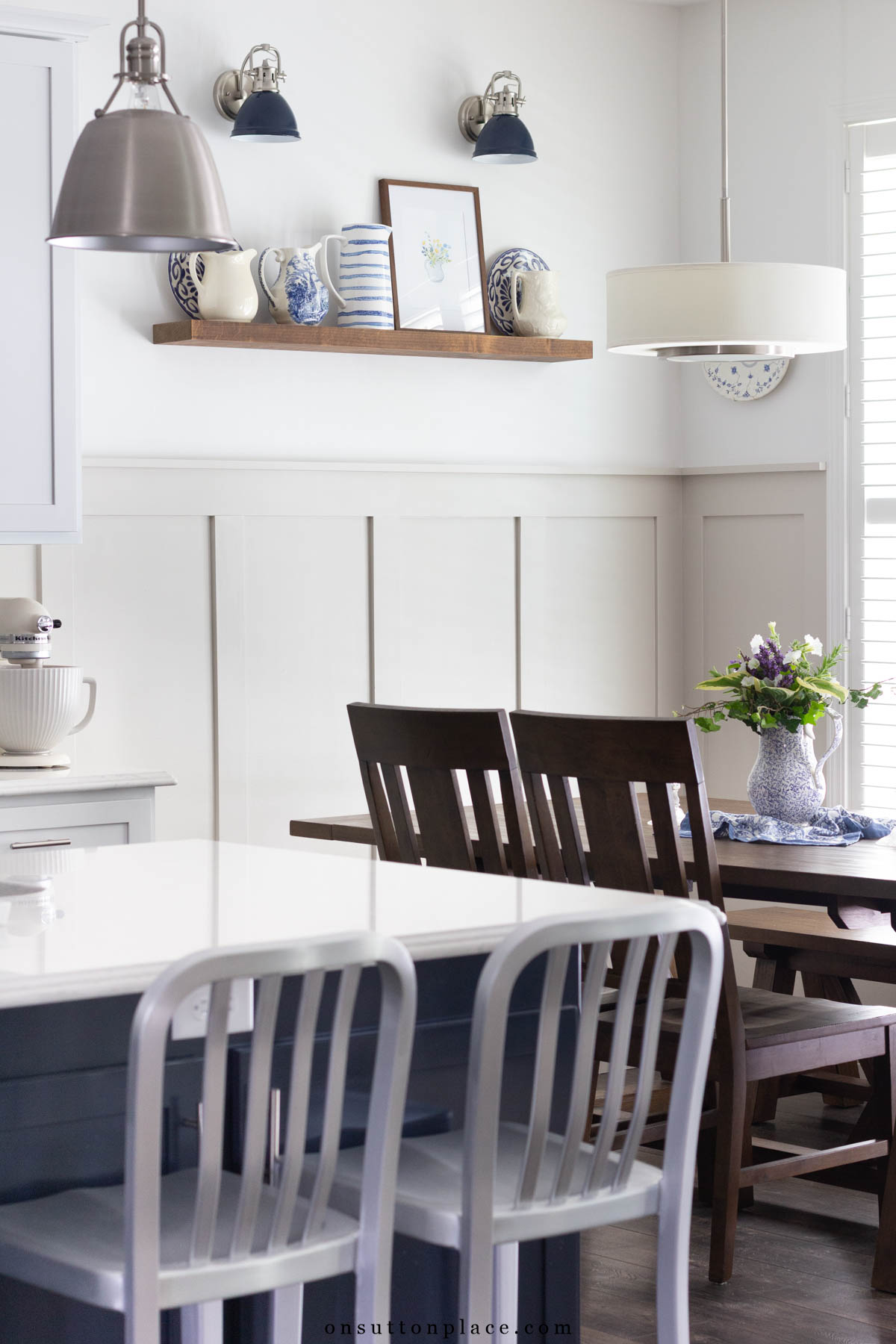 painted board and batten dining nook