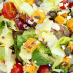 autumn romaine lettuce salad recipe tall pin with text box