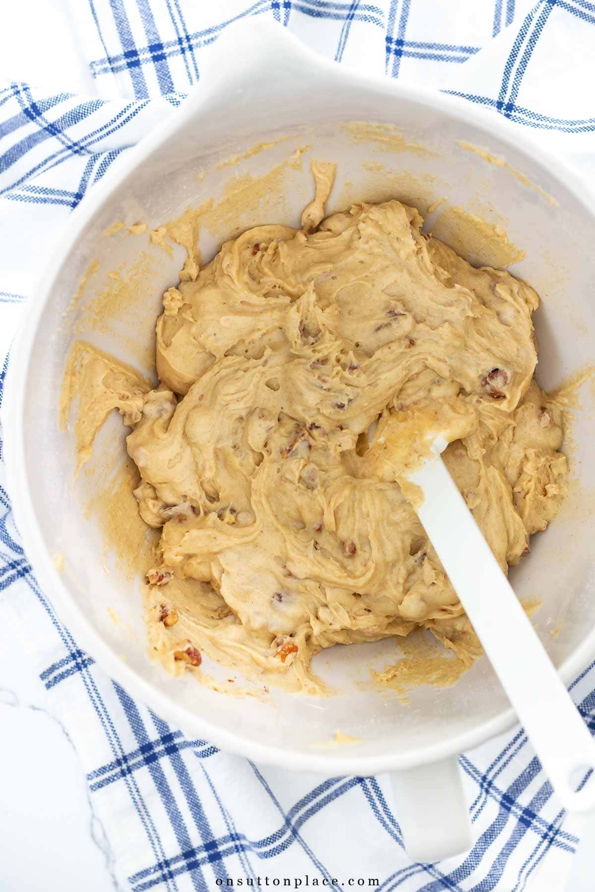 pecan bread recipe batter in a bowl