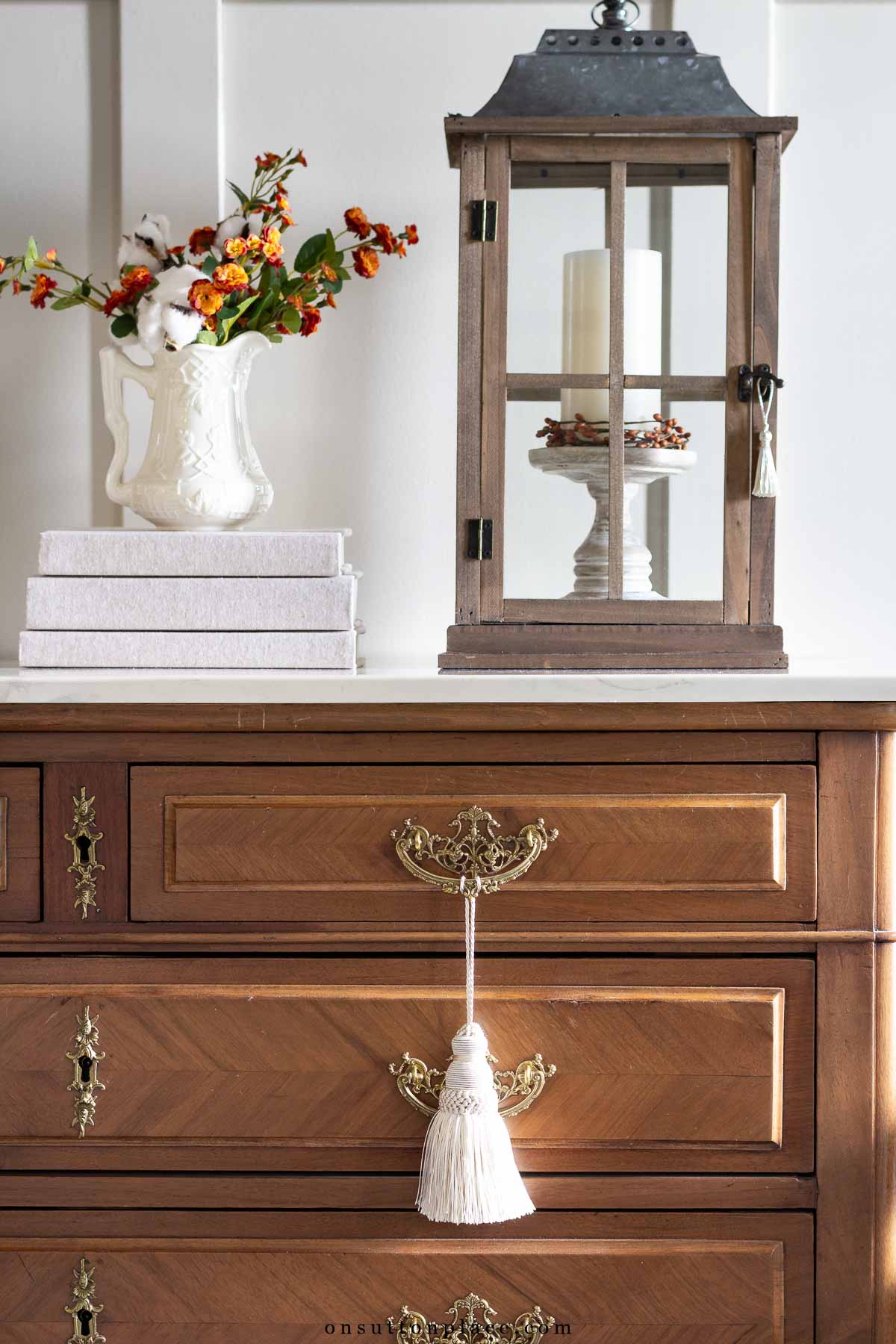 tassel hanging from dresser handle fall decor