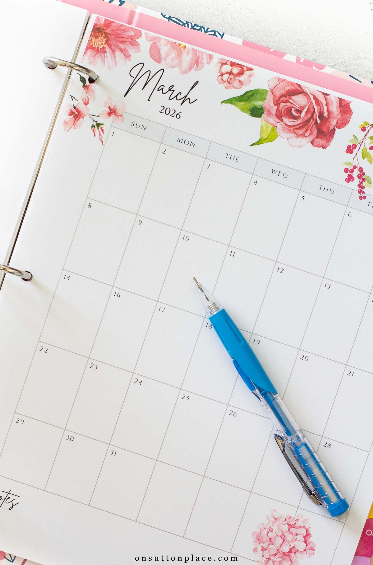 2026 free printable calendar pages graphic