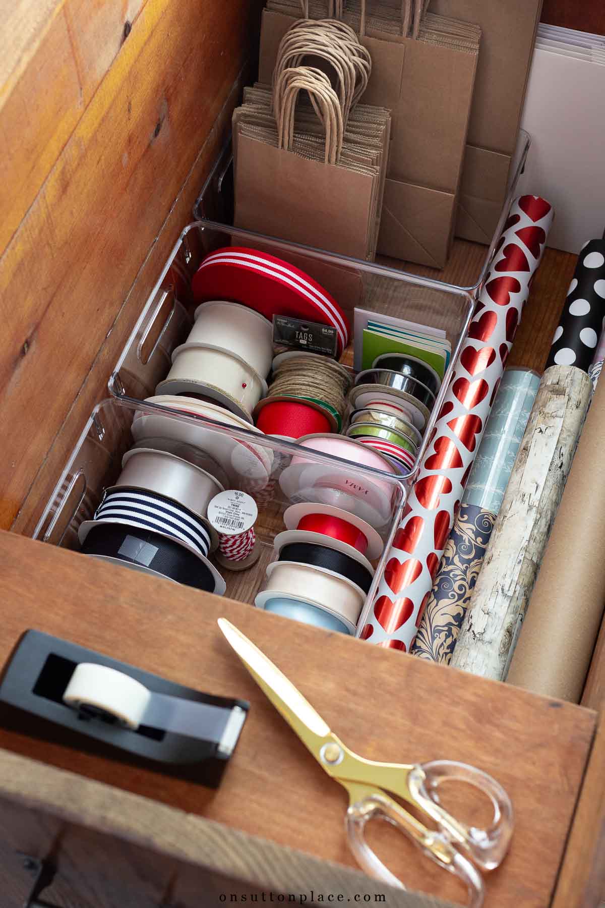 wrapping paper supplies creative storage solution