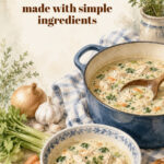 comfort soup recipes made with simple ingredients watercolor illustration pin
