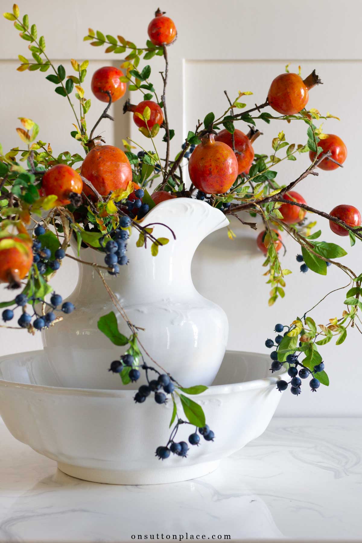 fall flower arrangement simple living in autumn pretty faux pomegranates