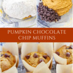 pumpkin chocolate chip muffins recipe collage pin