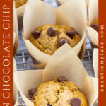 pumpkin chocolate chip muffins tall pin side text
