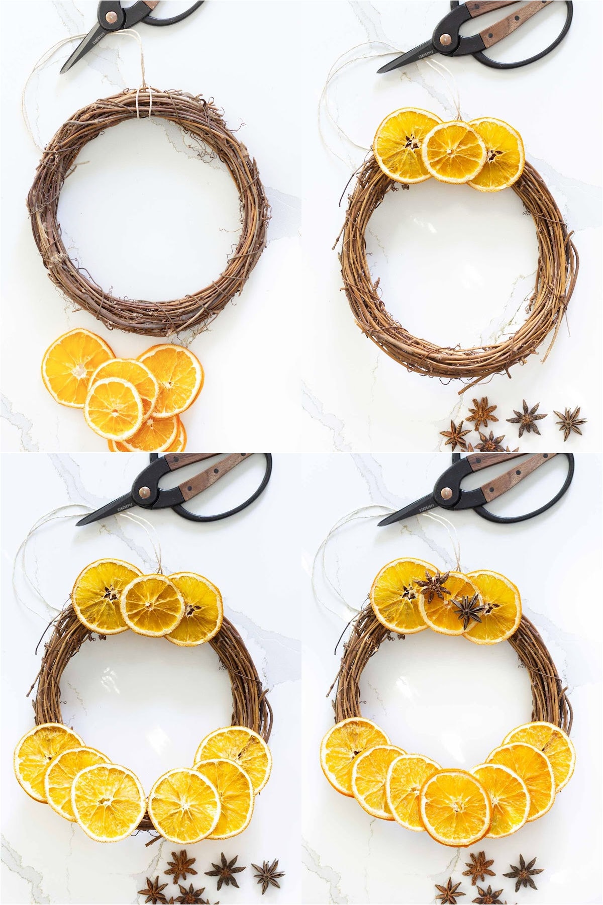 assembly steps dried orange slice wreath