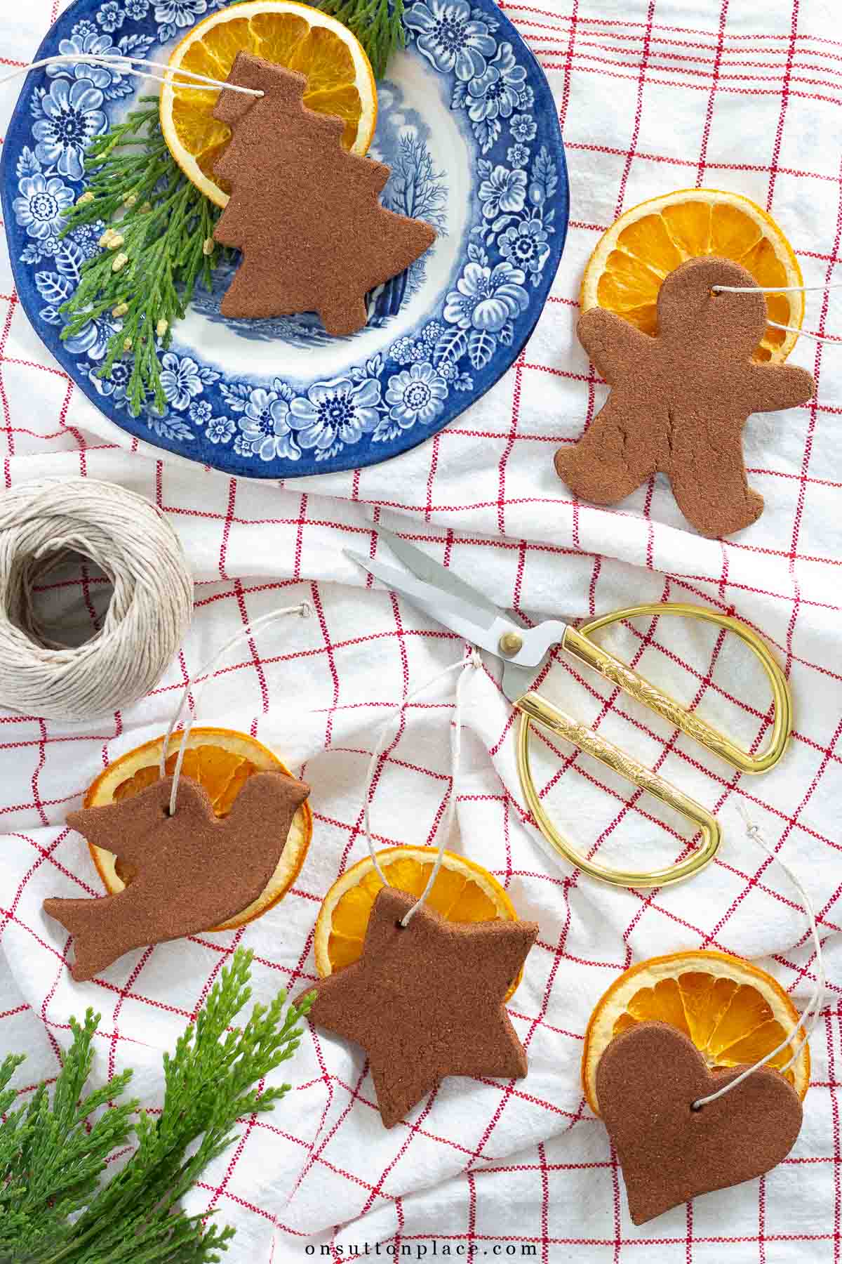 cinnamon ornaments with dried orange slices