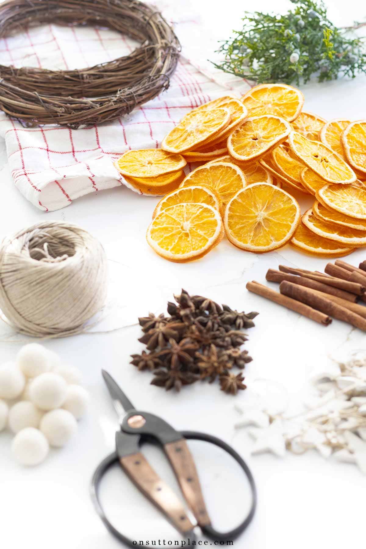 supplies for dried orange slice wreaths