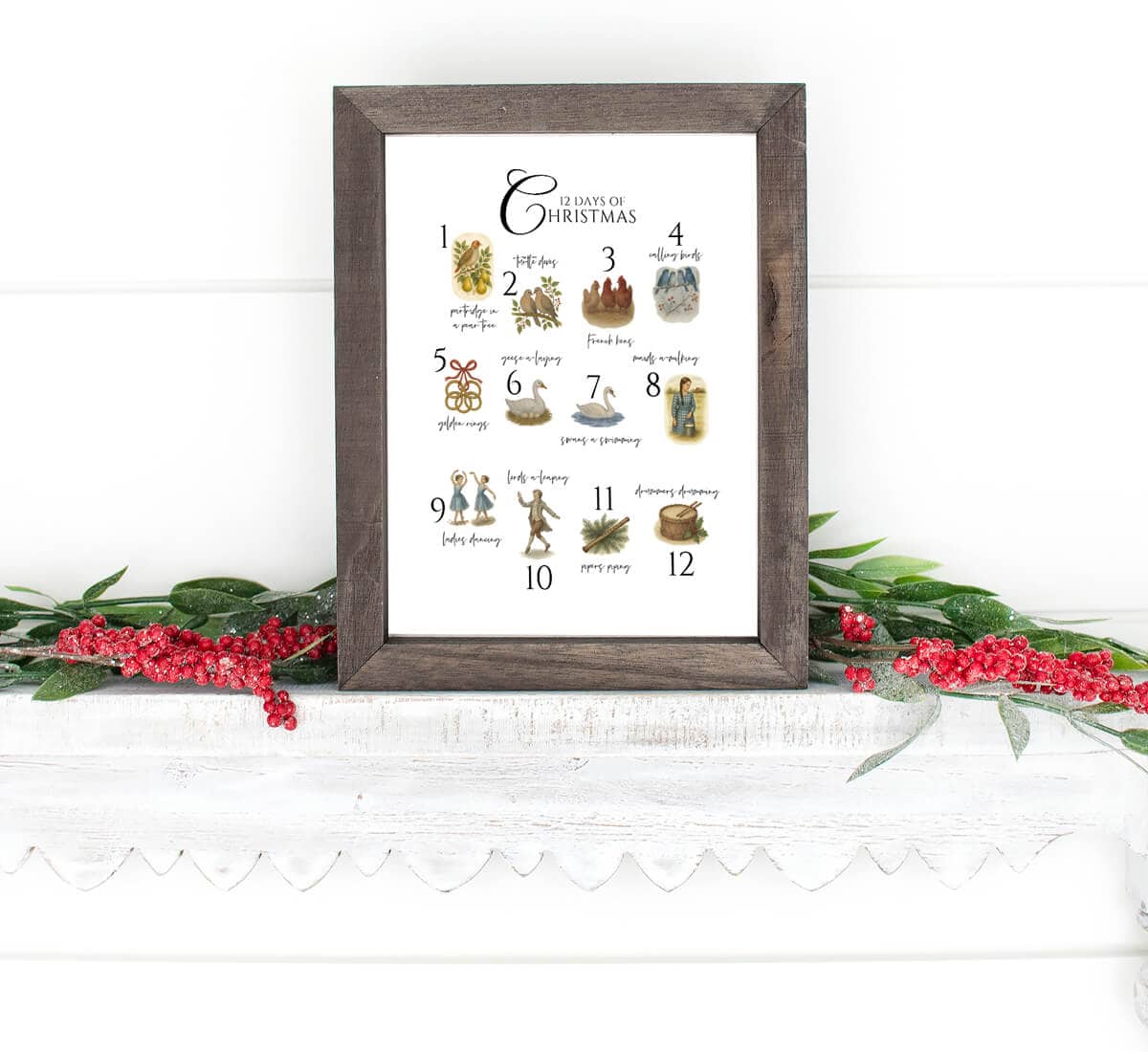 twelve days of christmas framed with titles