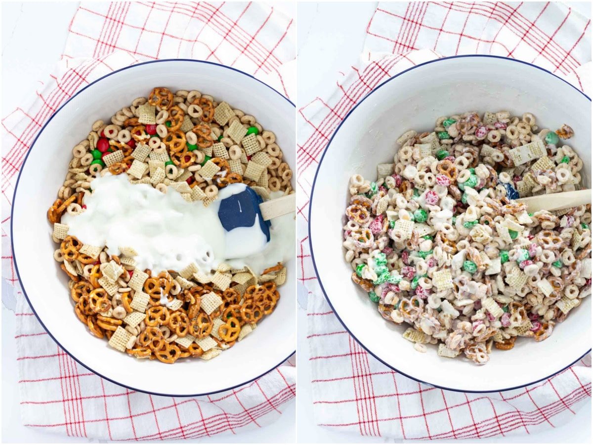 reindeer food recipe Christmas chex mix collage