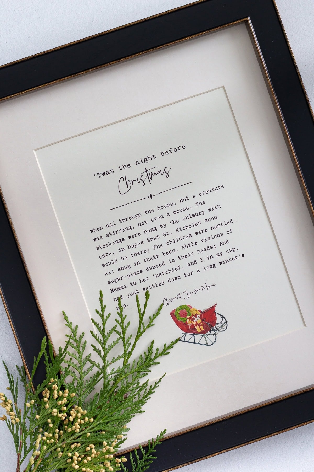 twas the night before christmas free printable with sleigh