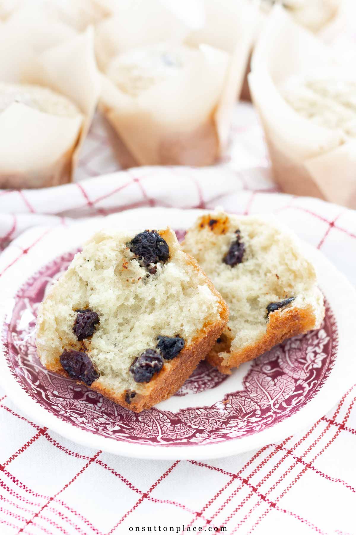cherry muffin recipe on little plate