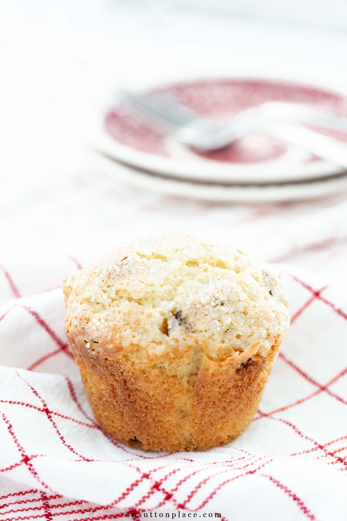 cherry muffins recipe baked with sanding sugar
