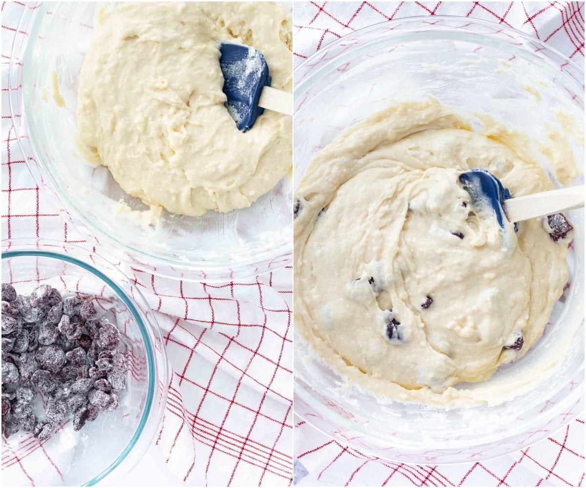 cherry muffins recipe batter collage