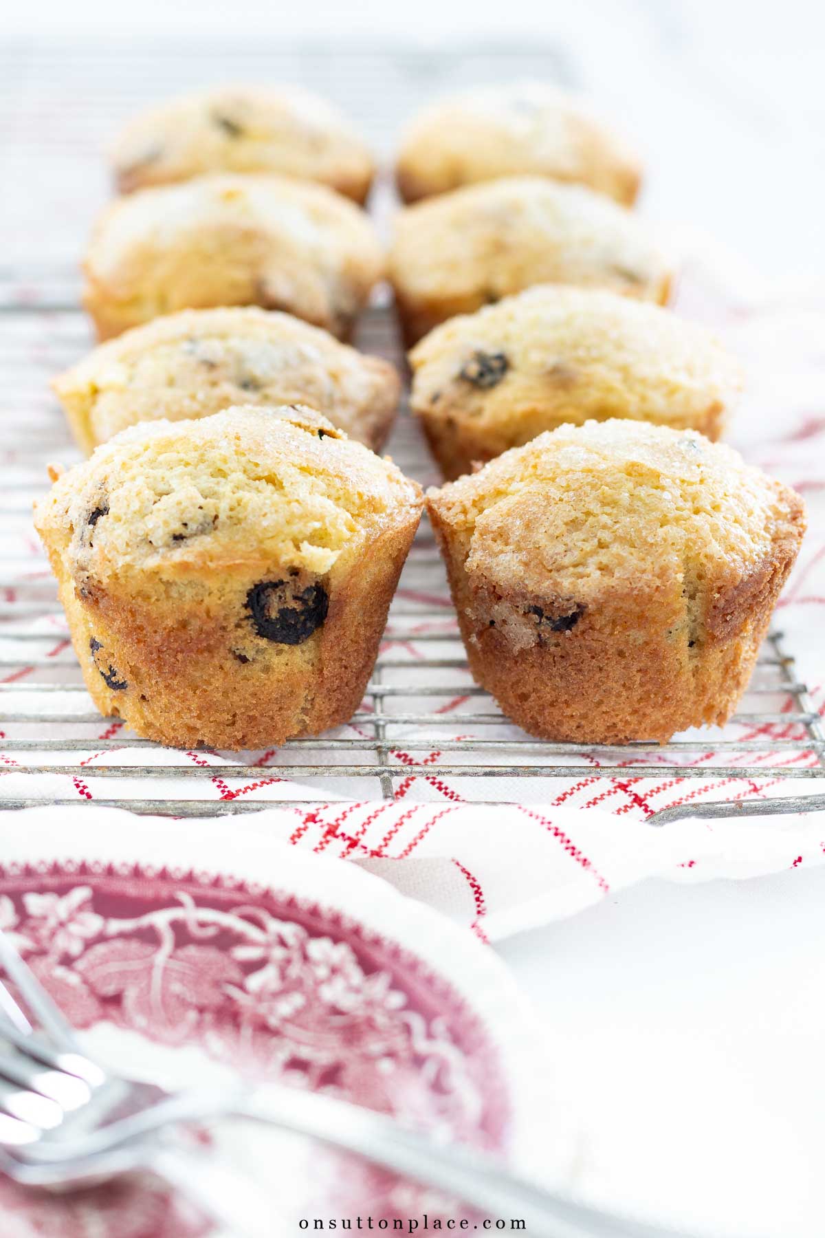 cherry muffins recipe on cooling rack