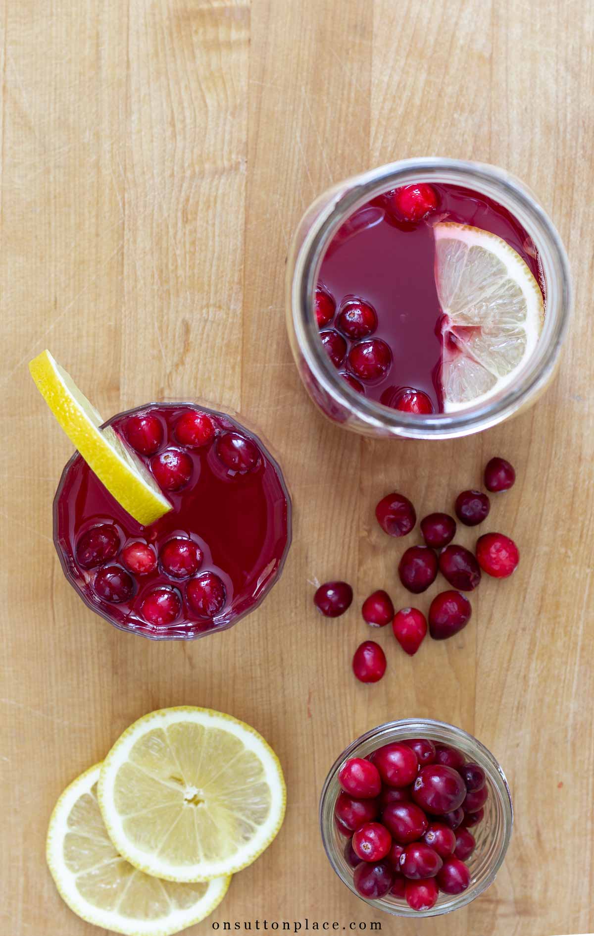 detox cleanse drink with cranberry juice and fresh cranberry garnish