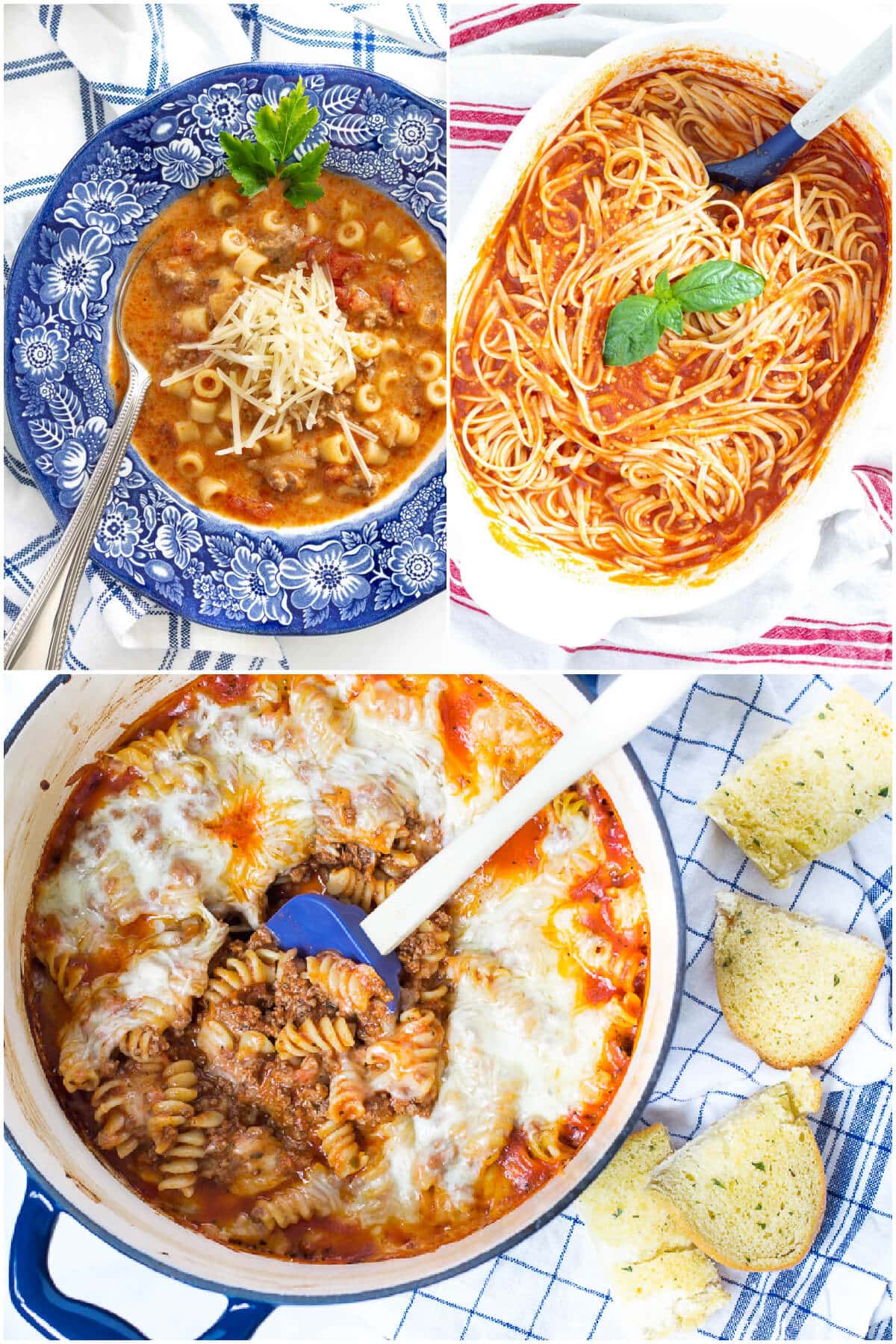 spaghetti three ways collage