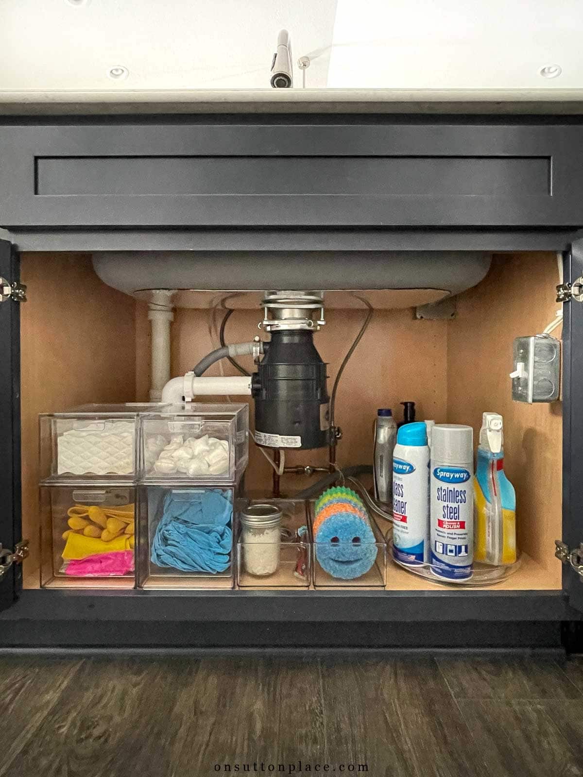 under kitchen sink cabinet organization after