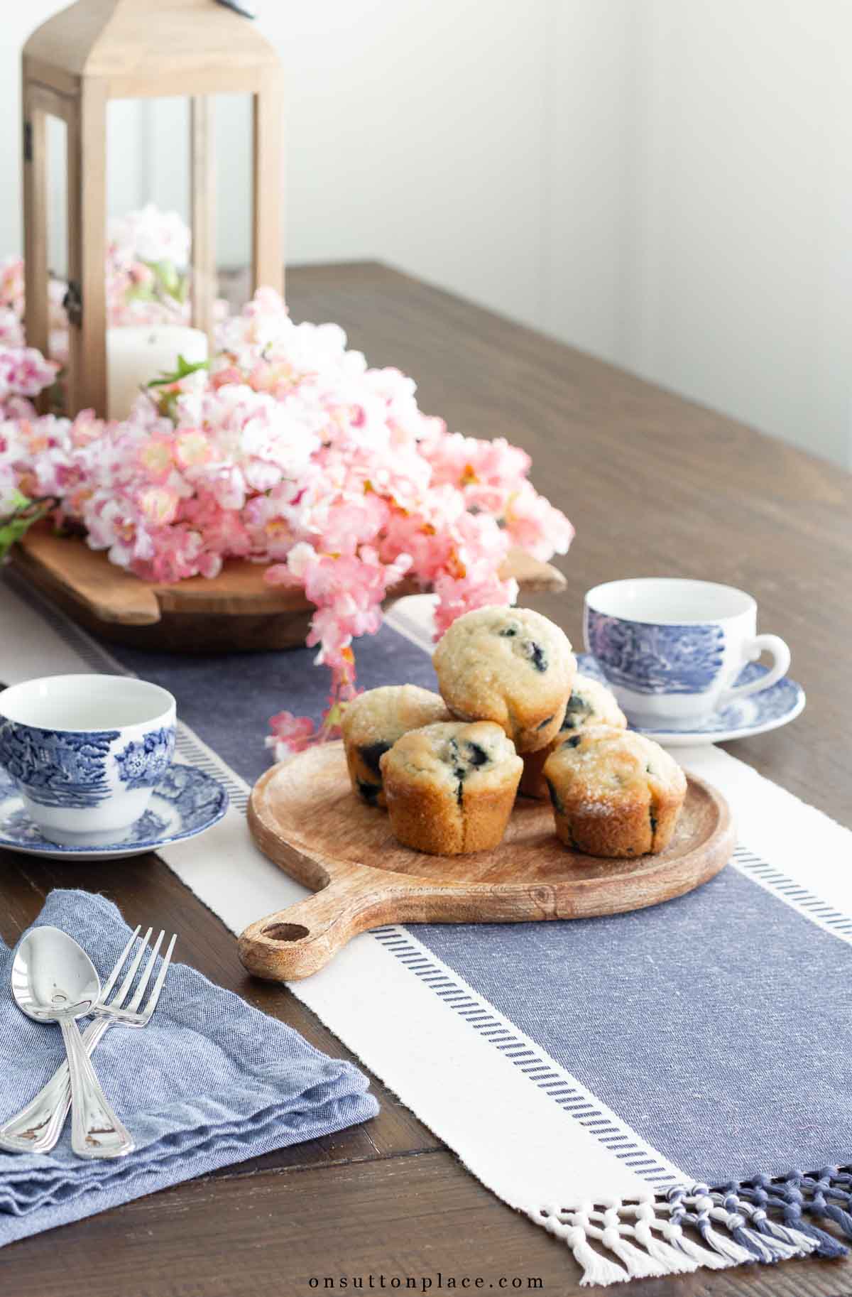 well kept home ideas table runner in dining nook with muffins on wood board