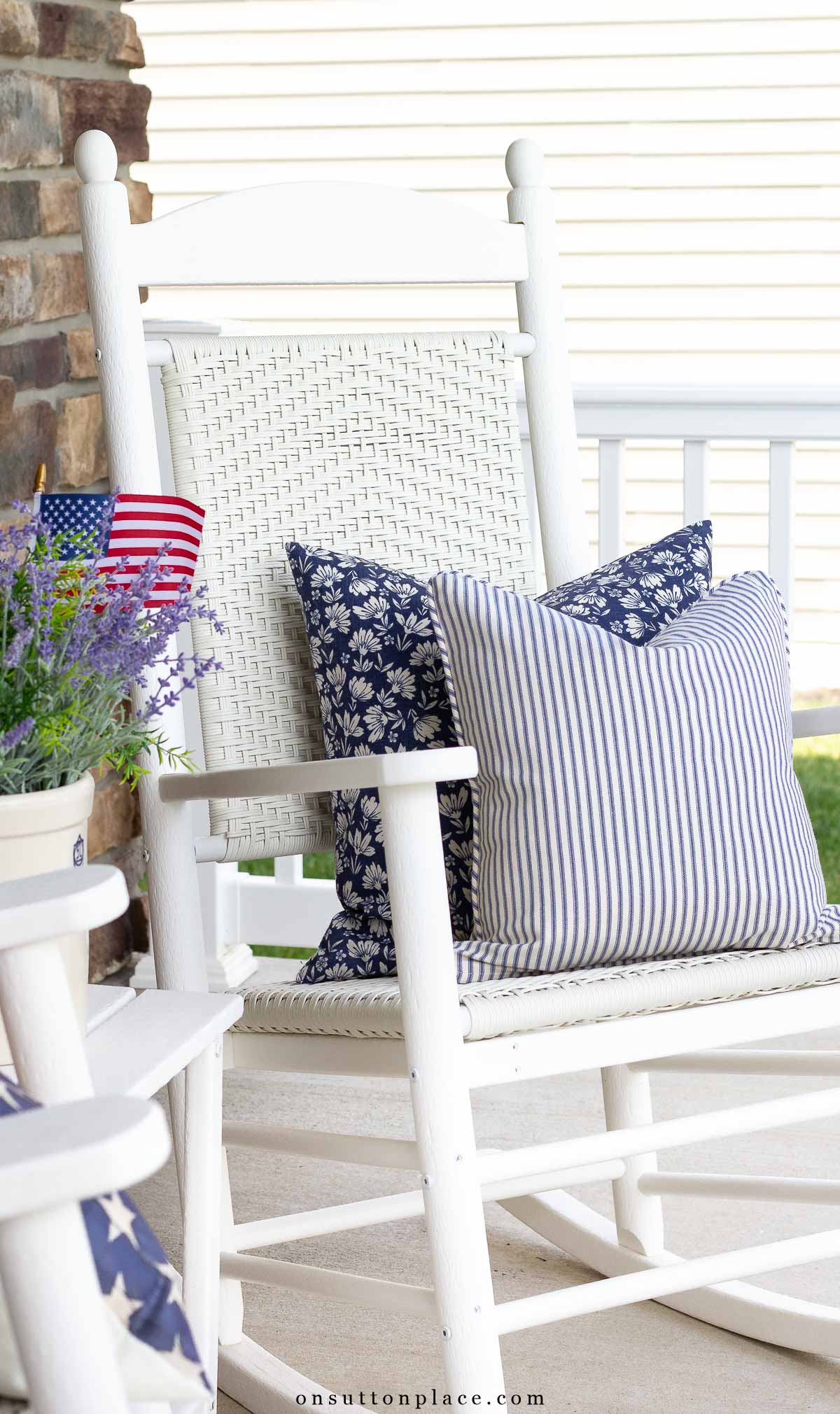 blue ticking pillow