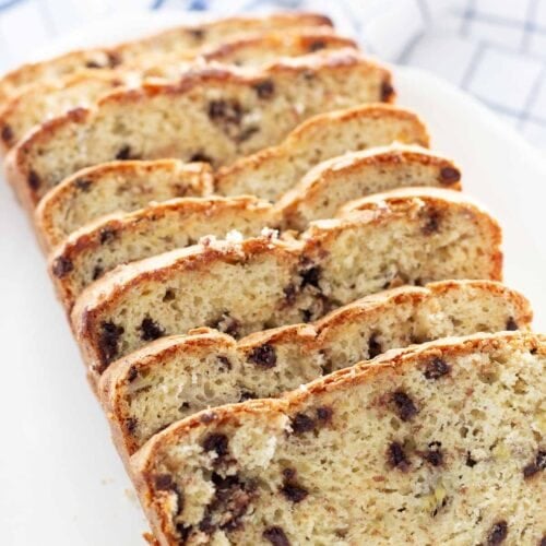 chocolate chip banana bread recipe sliced