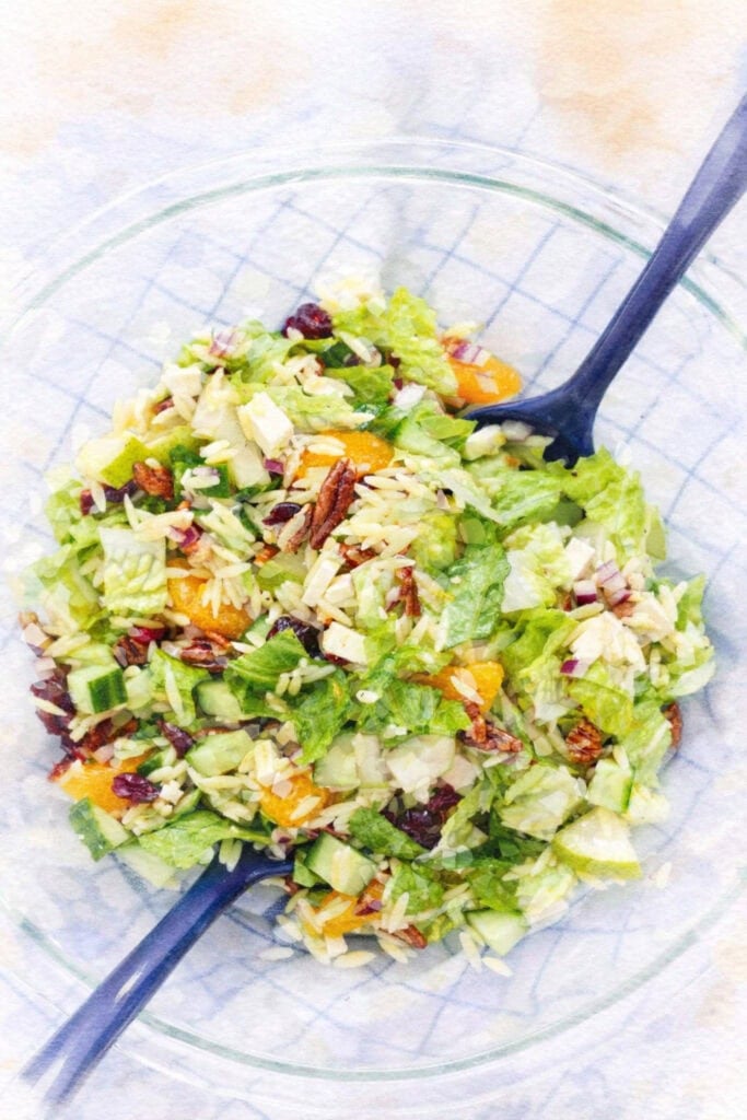 fresh salad in clear bowl watercolor