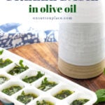how to freeze basil in olive oil tall pin