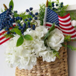 indoor decorating with flags celebrate July 4th tall pin