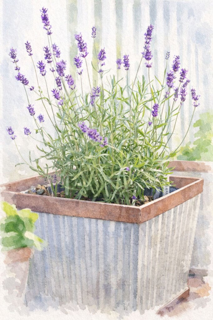 lavender in planter watercolor