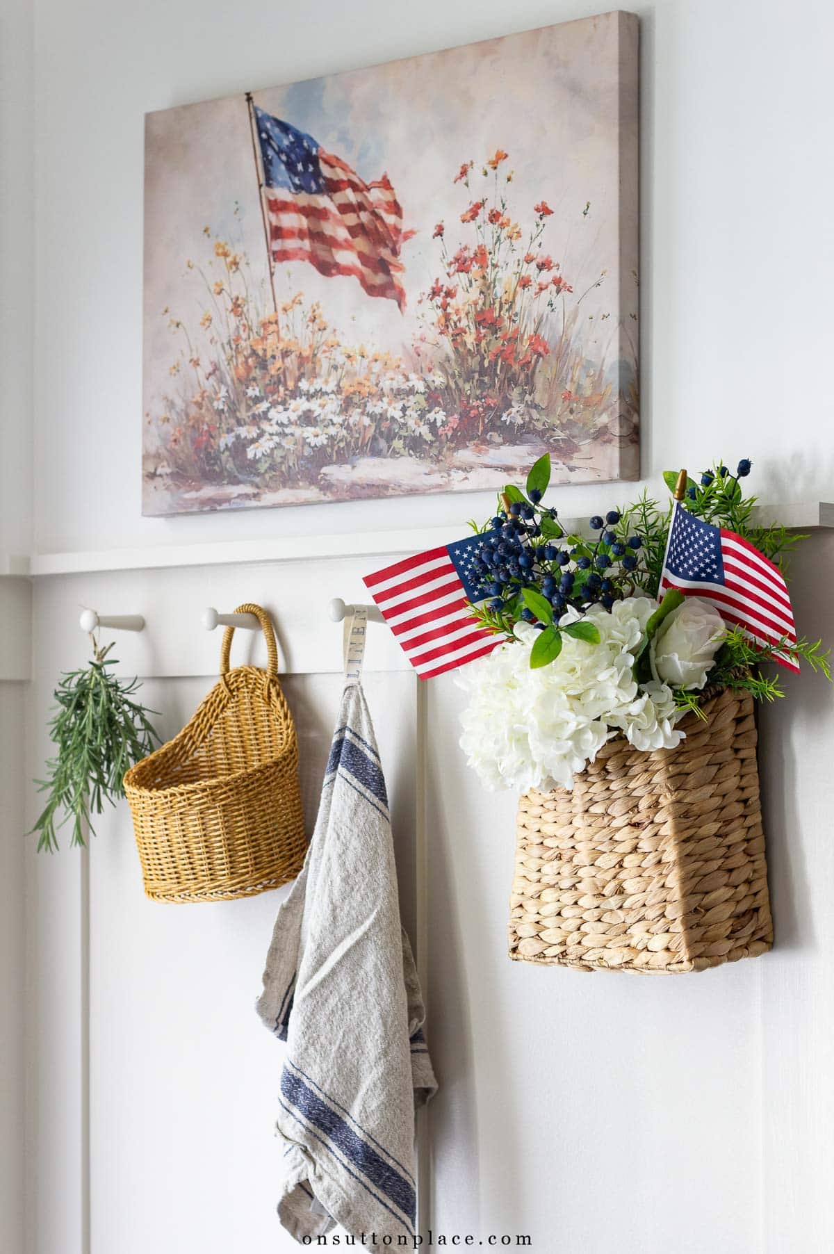 patriotic decor ideas board and batten wall with shaker pegs