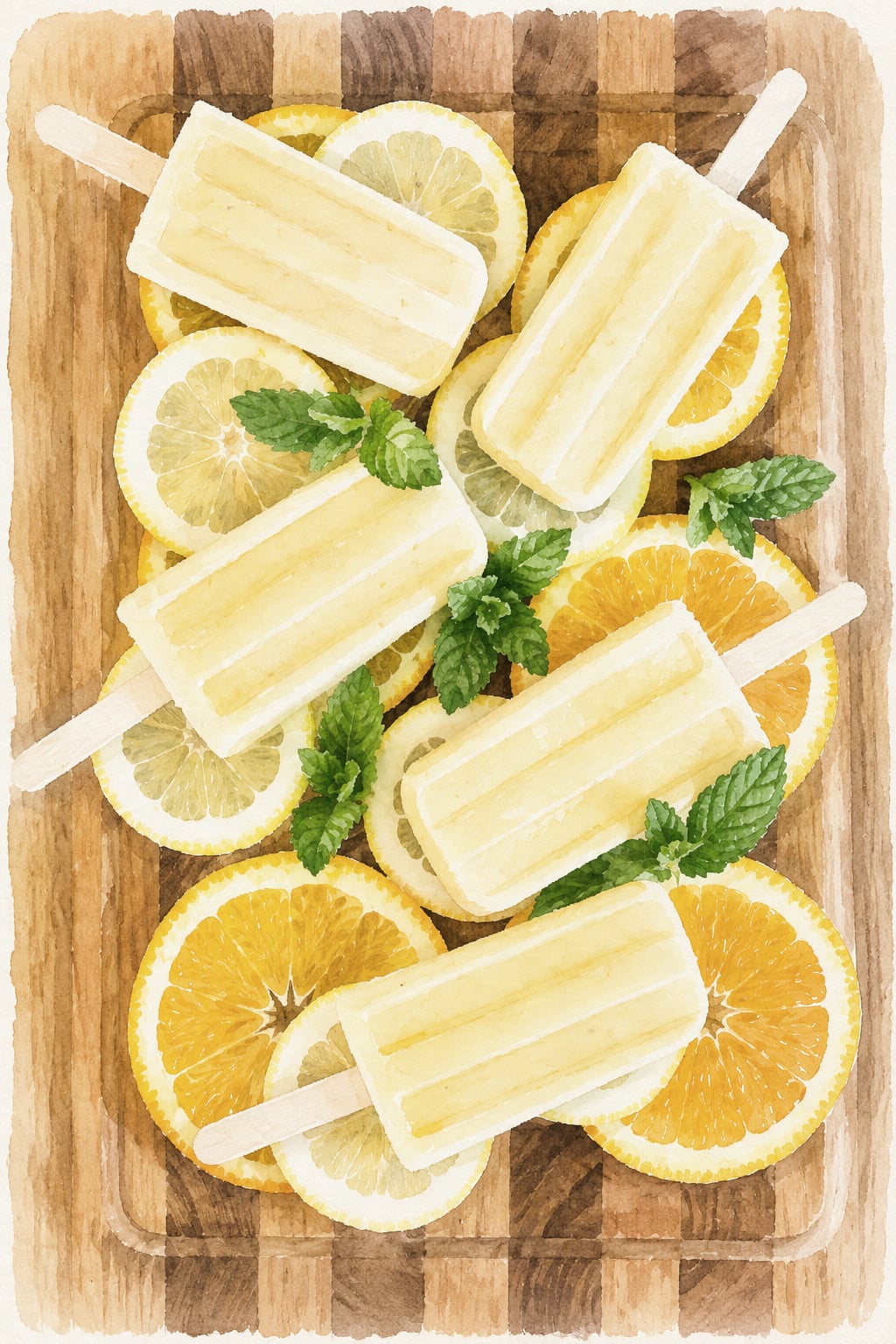 homemade popsicles watercolor