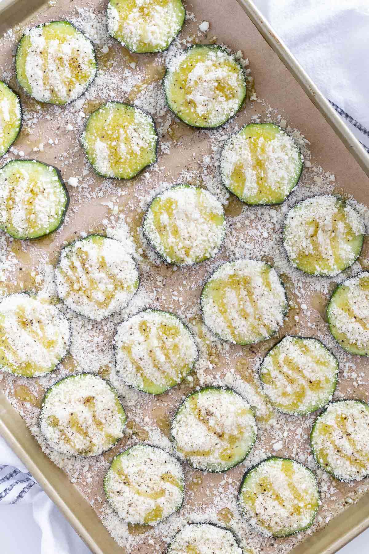 roasted zucchini recipe on baking sheet