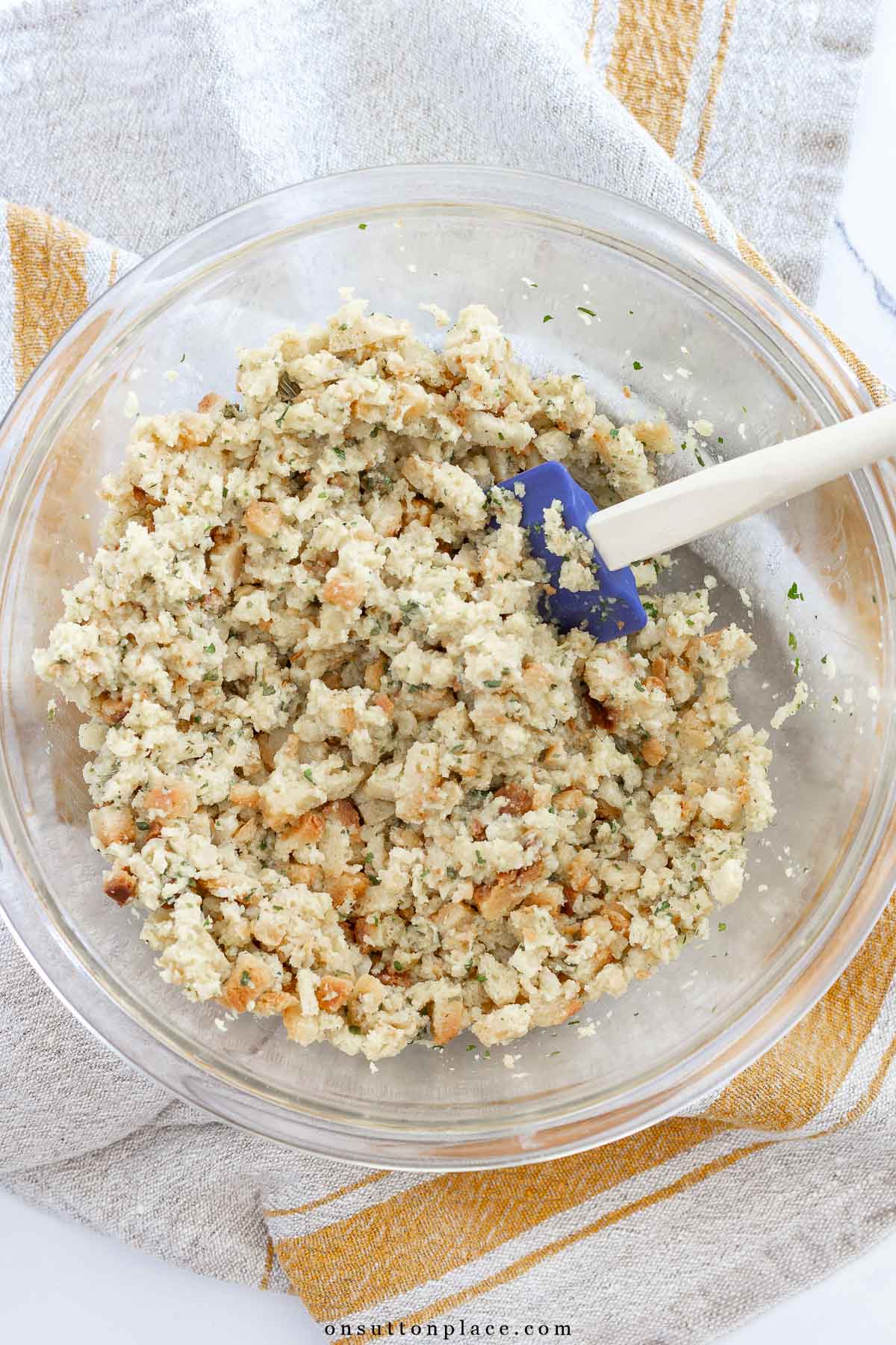 stovetop stuffing in bowl for zucchini casserole recipe