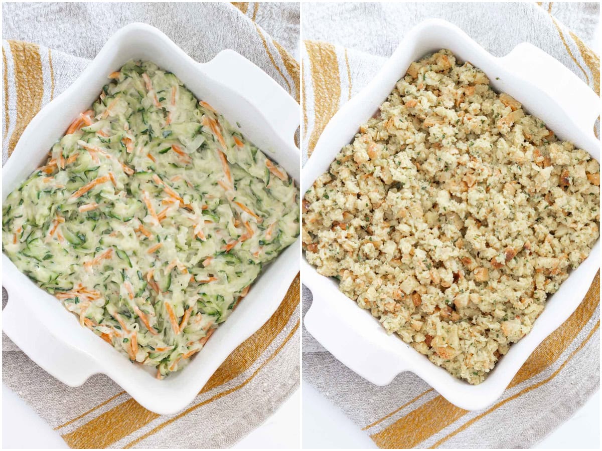 zucchini casserole recipe first layer and with stuffing collage