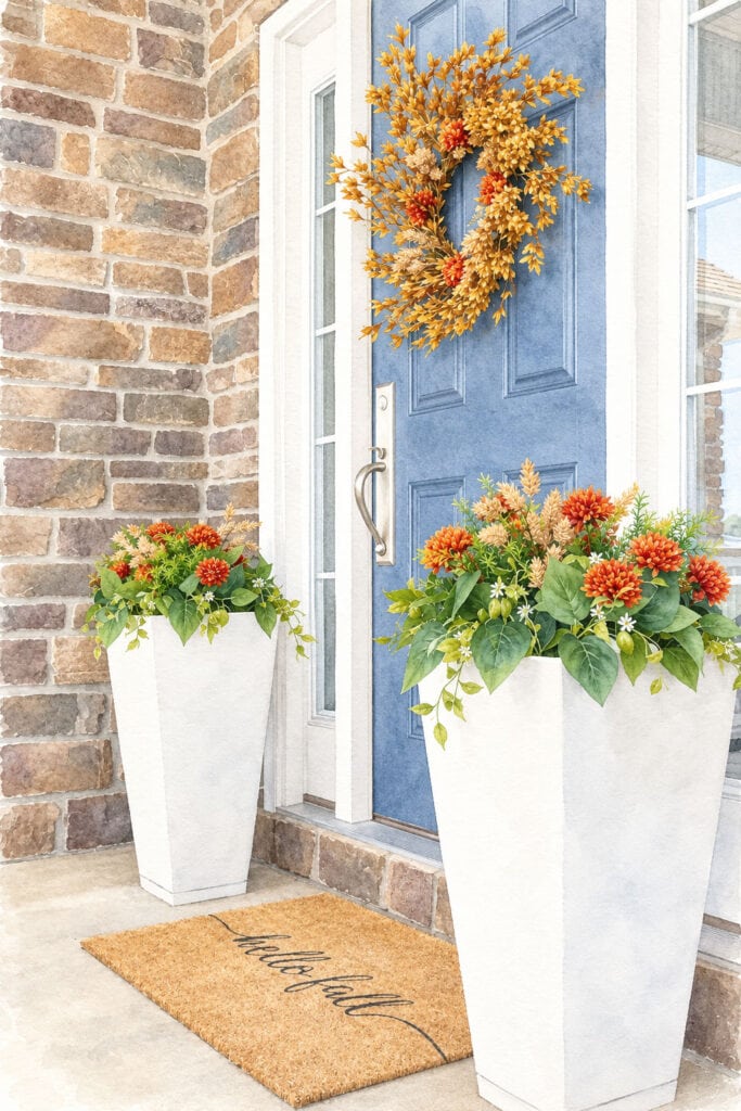 front porch fall decor watercolor