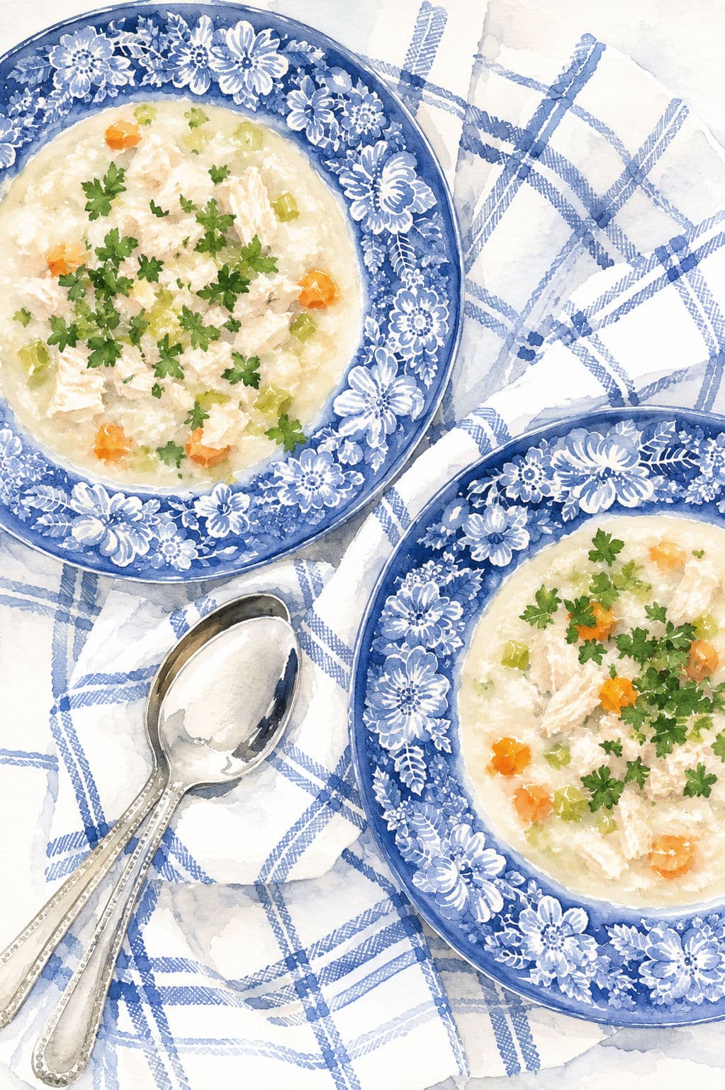 chicken and rice soup watercolor
