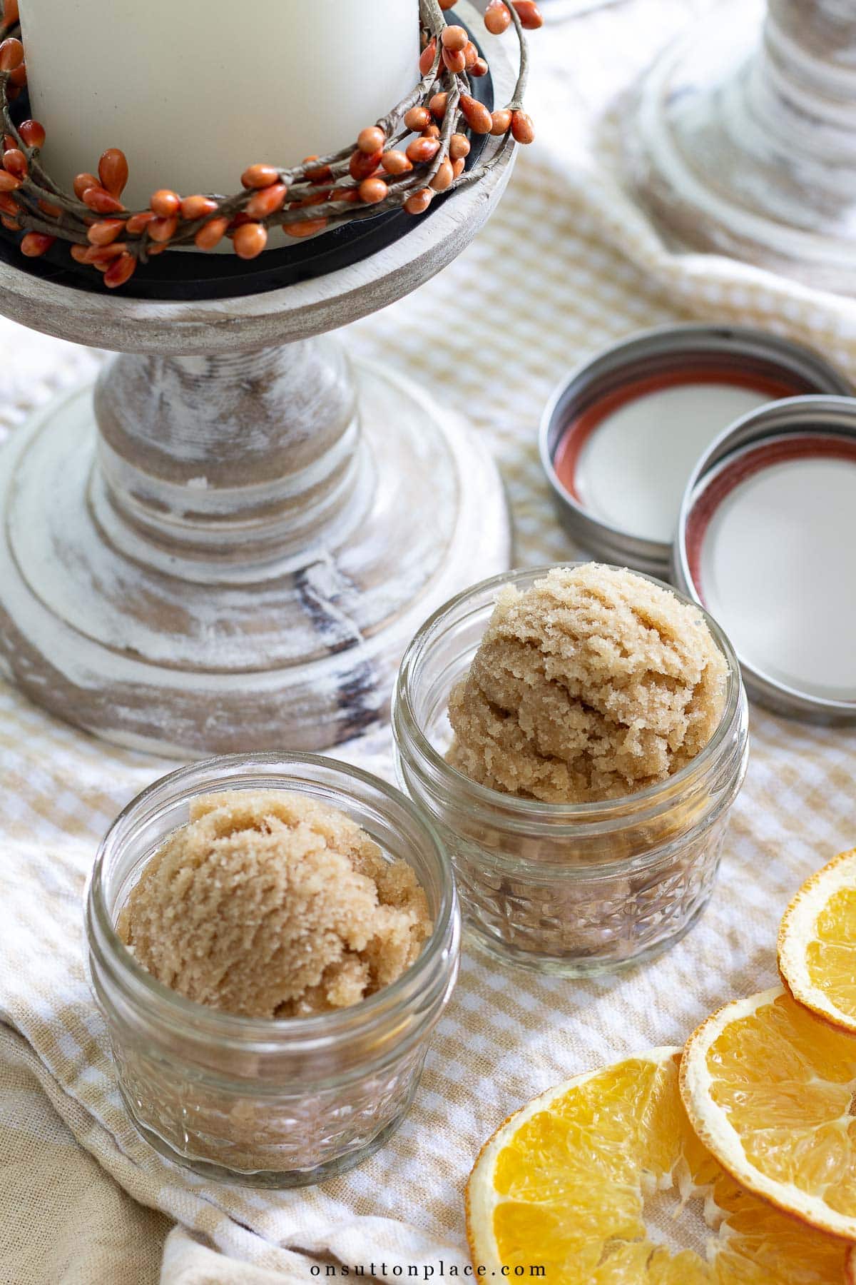 homemade brown sugar scrub in mason jars