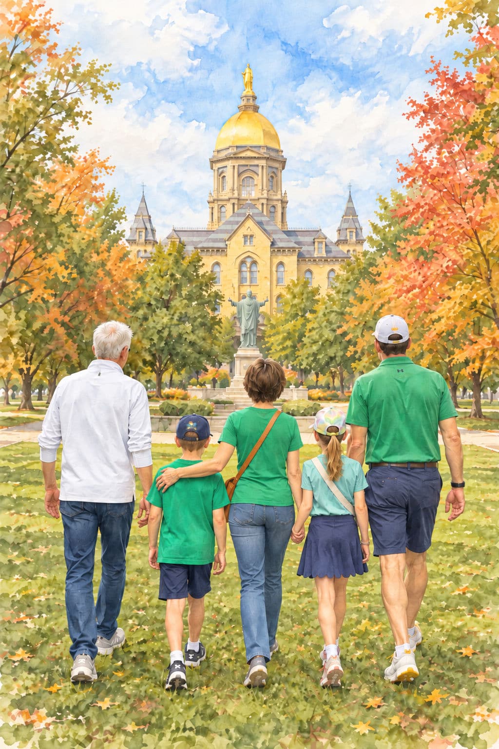 Family Walk to the Golden Dome
