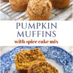 pumpkin muffins with spice cake mix collage pin